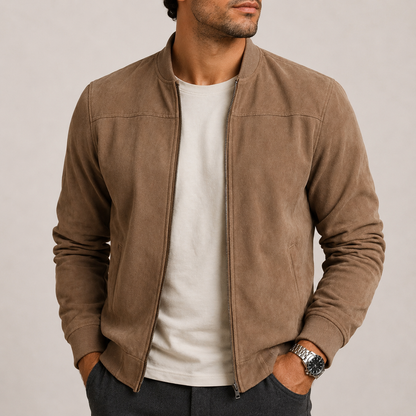 Men's Lightweight Suede Bomber Jacket