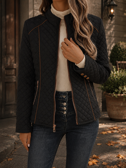 Women's Fitted Contrast Quilted Jacket