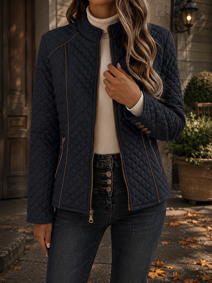 Women's Fitted Contrast Quilted Jacket