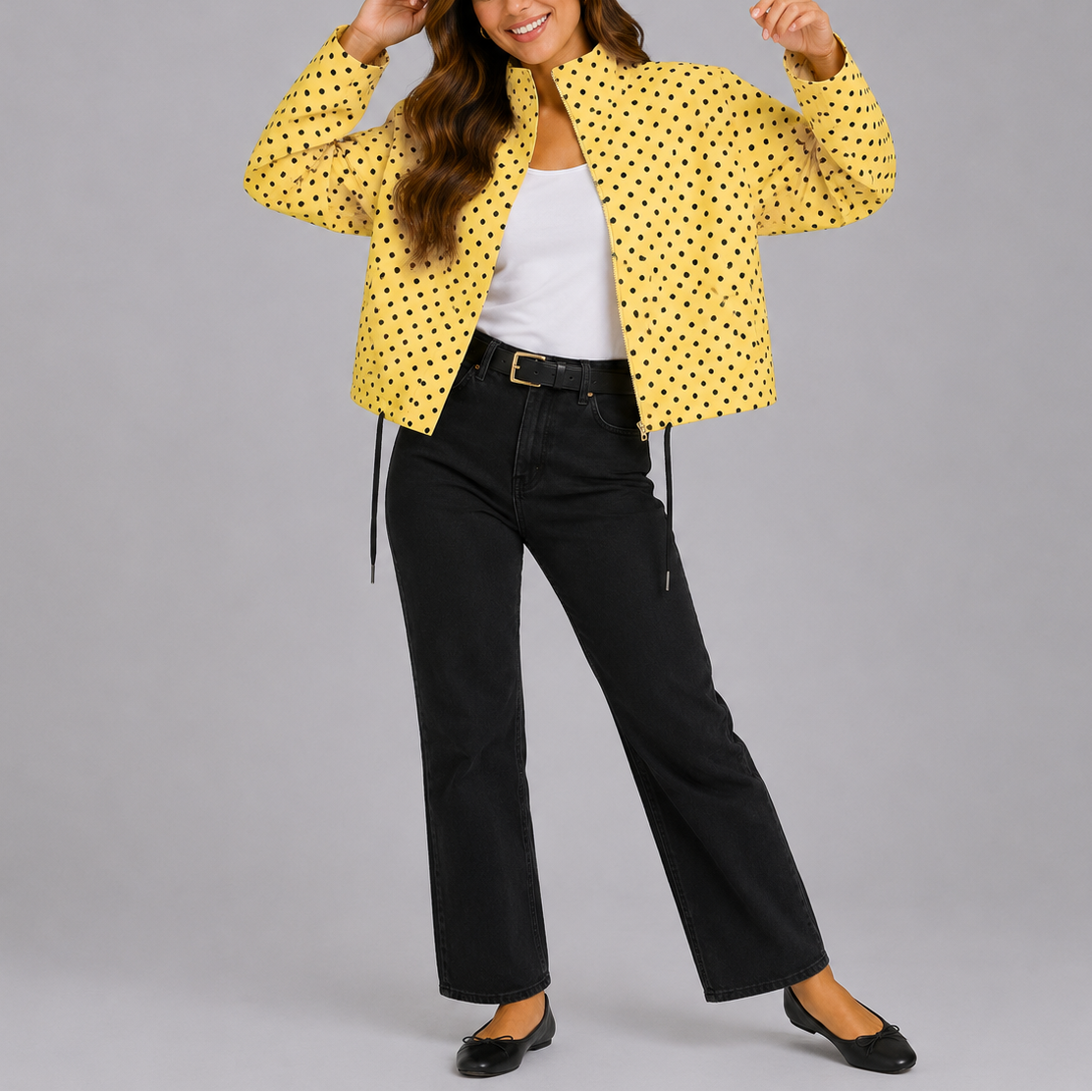Women's Polka Dot Bomber Jacket