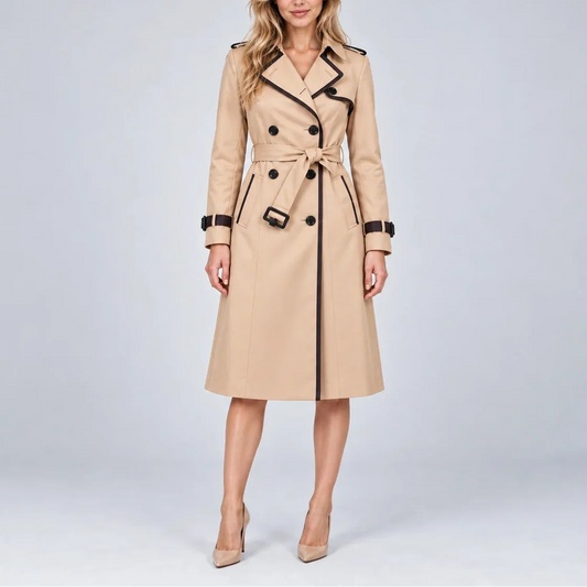 Women's Long Double Breasted Trench