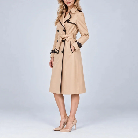 Women's Long Double Breasted Trench