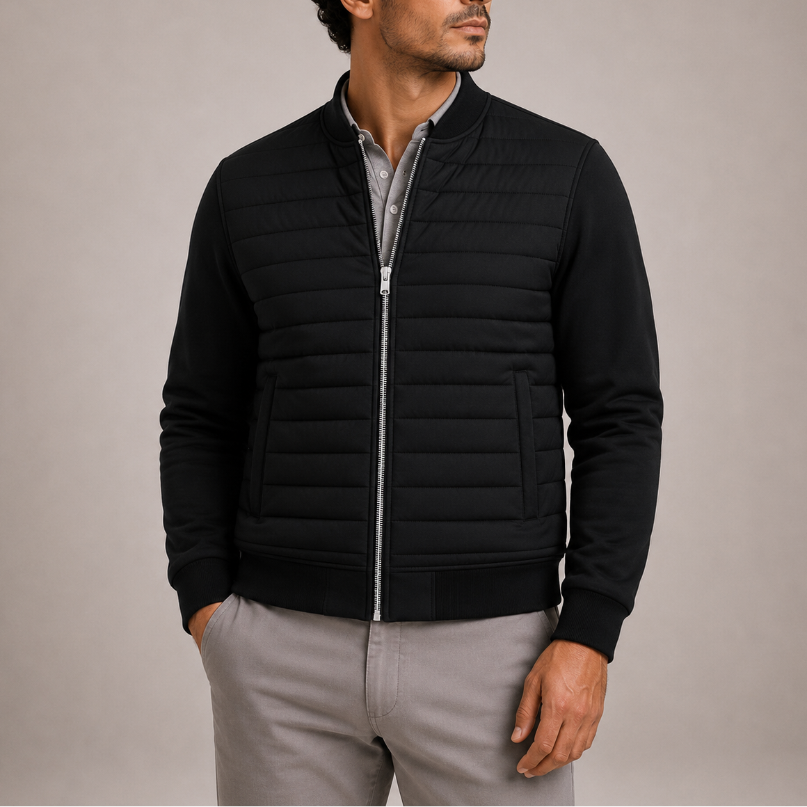 Men's Lightweight Quilted Bomber Jacket