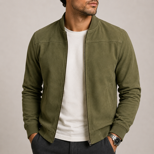 Men's Lightweight Suede Bomber Jacket