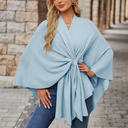 Women's V-Neck Wrap Poncho Top