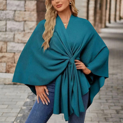 Women's V-Neck Wrap Poncho Top