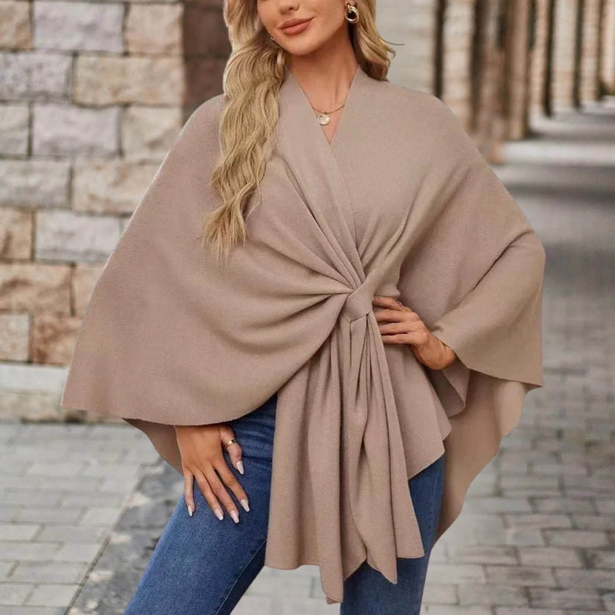 Women's V-Neck Wrap Poncho Top