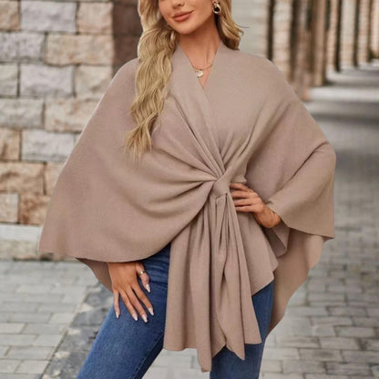 Women's V-Neck Wrap Poncho Top