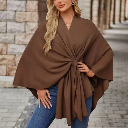Women's V-Neck Wrap Poncho Top