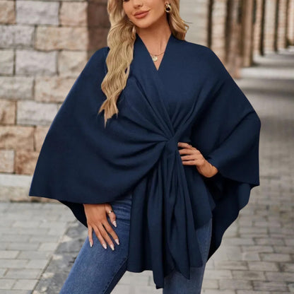 Women's V-Neck Wrap Poncho Top