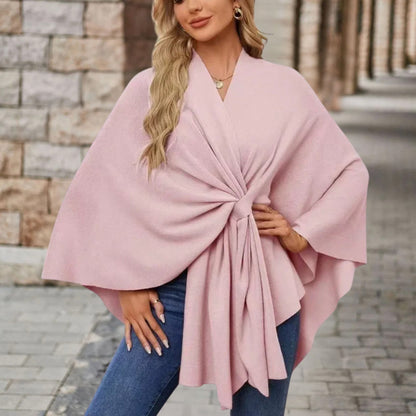Women's V-Neck Wrap Poncho Top