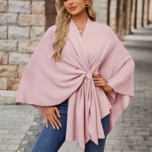 Women's V-Neck Wrap Poncho Top