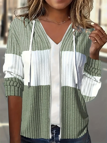 Women's Colour Block Ribbed Hoodie