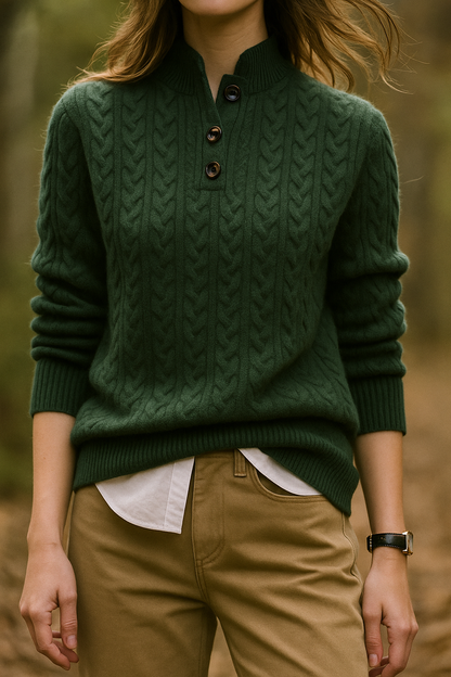 Women's Cable Knit Button Jumper