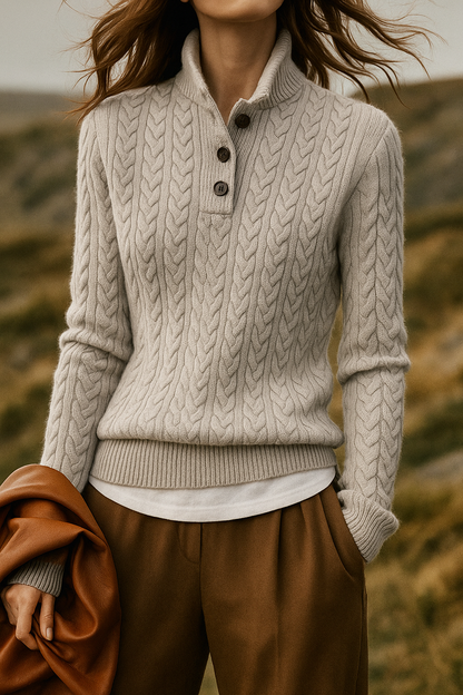 Women's Cable Knit Button Jumper