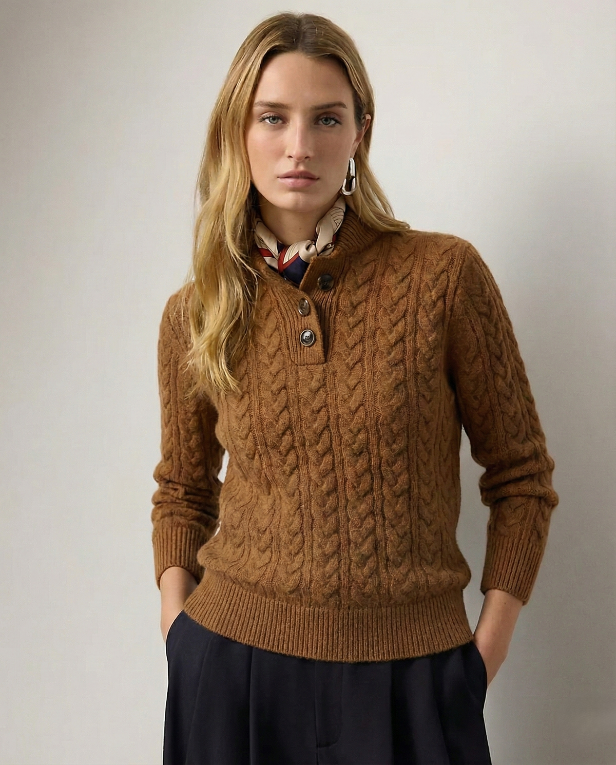 Women's Cable Knit Button Jumper