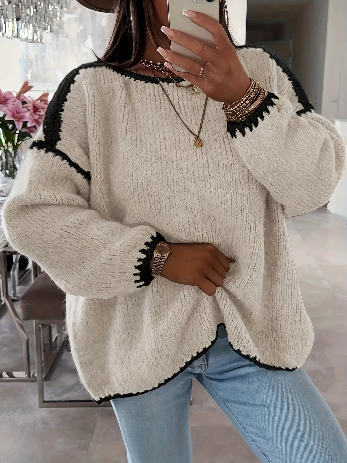 Women's Boat Neck Oversized Jumper