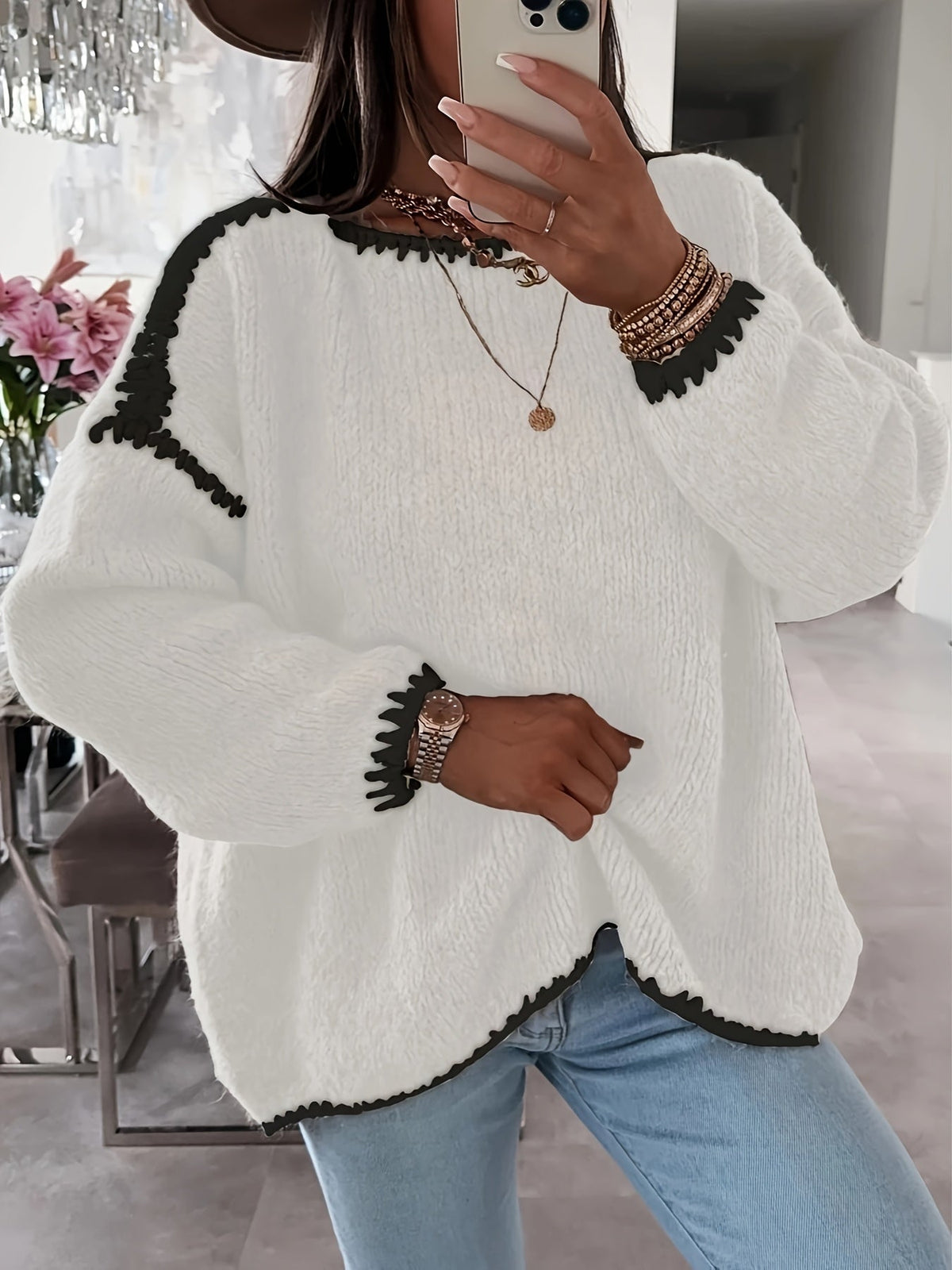 Women's Boat Neck Oversized Jumper