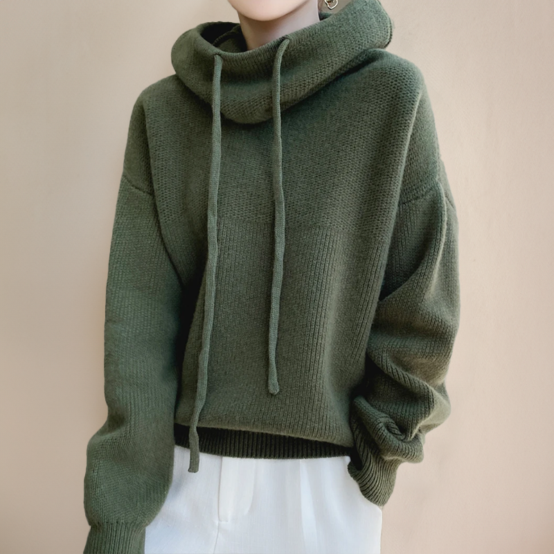 Women's Oversized Drawstring Knit Hoodie