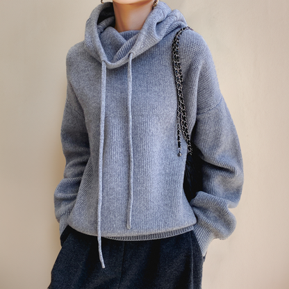 Women's Oversized Drawstring Knit Hoodie