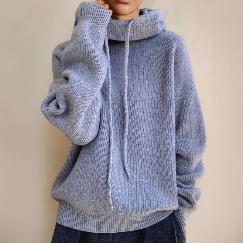 Women's Oversized Drawstring Knit Hoodie