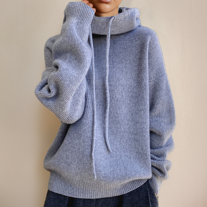 Women's Oversized Drawstring Knit Hoodie