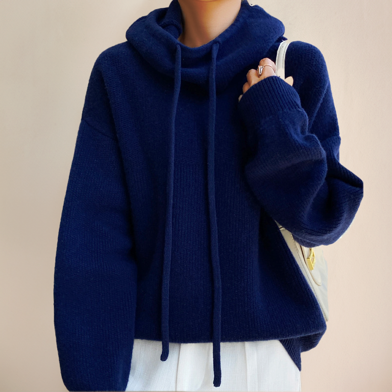 Women's Oversized Drawstring Knit Hoodie
