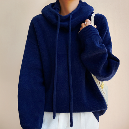Women's Oversized Drawstring Knit Hoodie