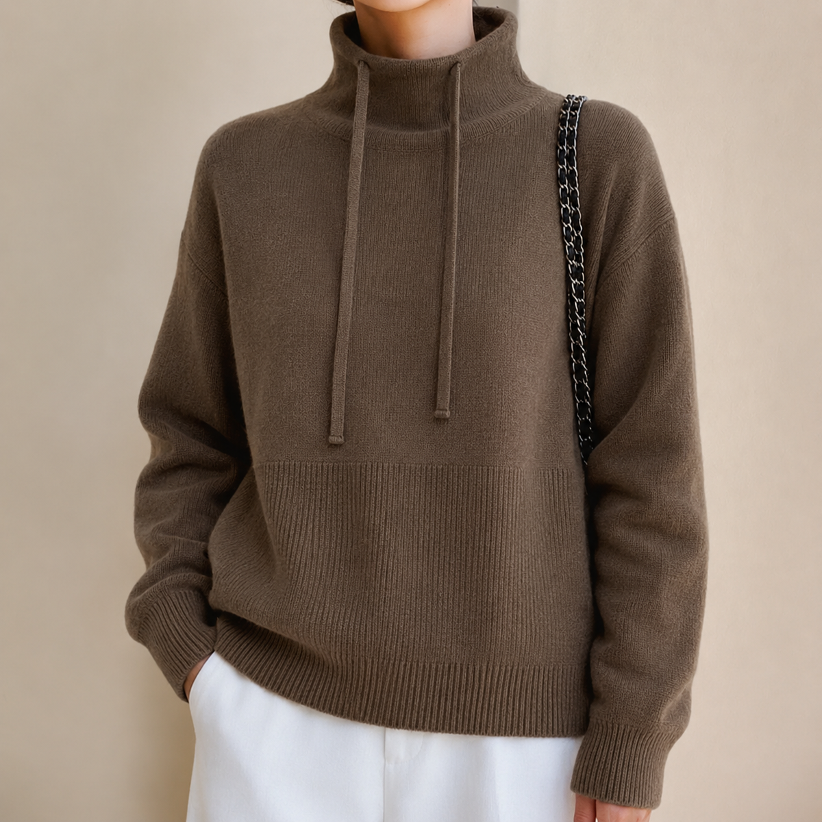 Women's Oversized Drawstring Knit Hoodie