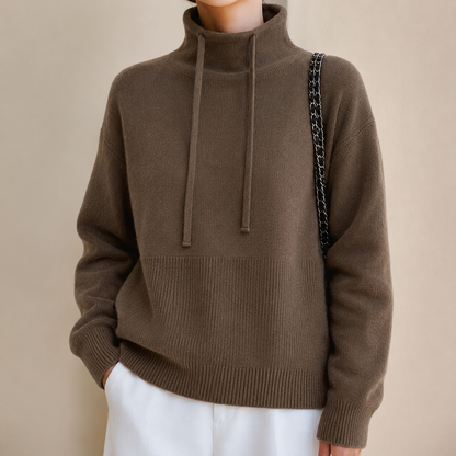 Women's Oversized Drawstring Knit Hoodie