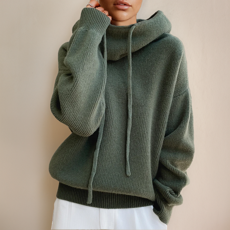 Women's Oversized Drawstring Knit Hoodie