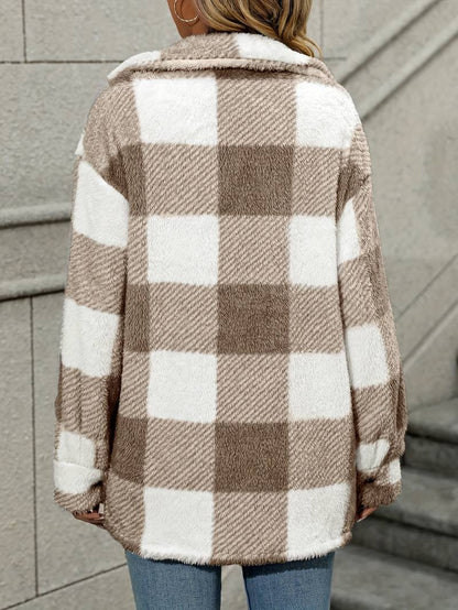 Women's Plaid Fleece Shacket Jacket