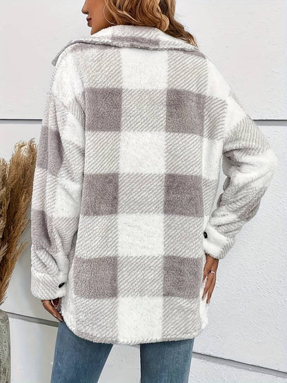 Women's Plaid Fleece Shacket Jacket
