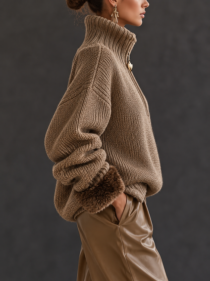 Women's Faux Fur Cuff Jumper