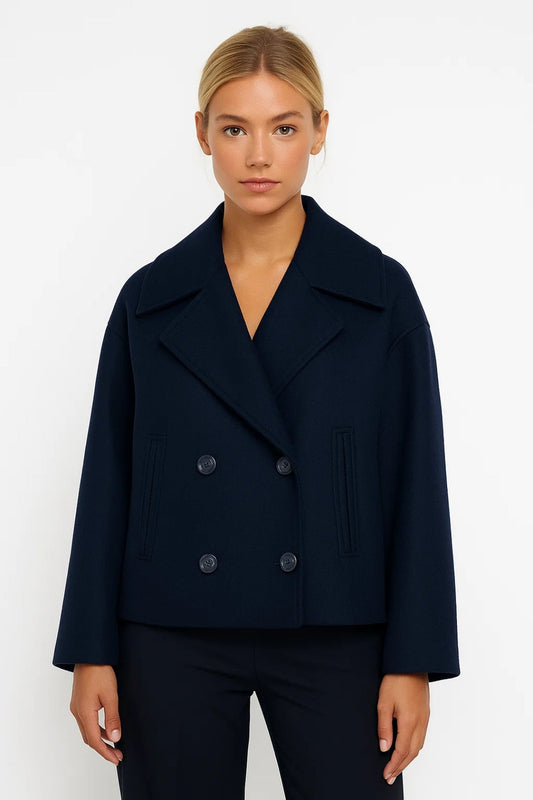 Women's Cropped Double Breasted Peacoat