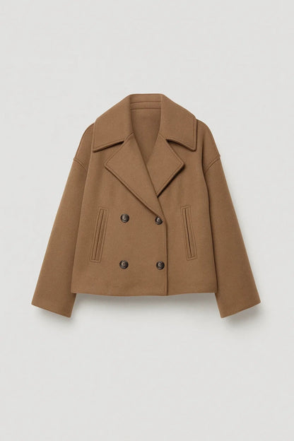 Women's Cropped Double Breasted Peacoat