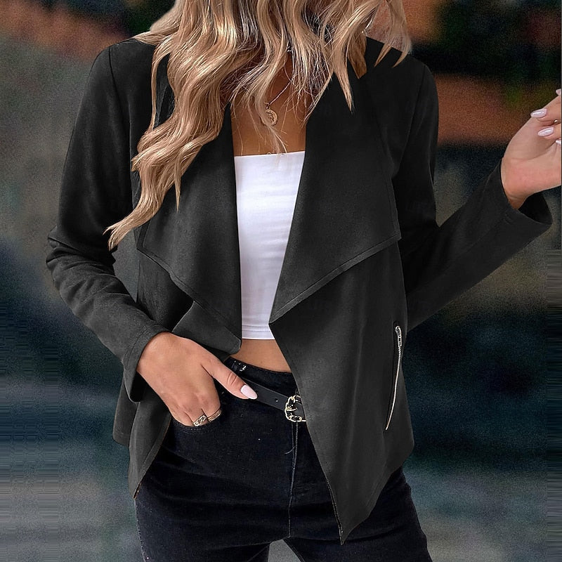 Women's Cropped Suede Casual Jacket
