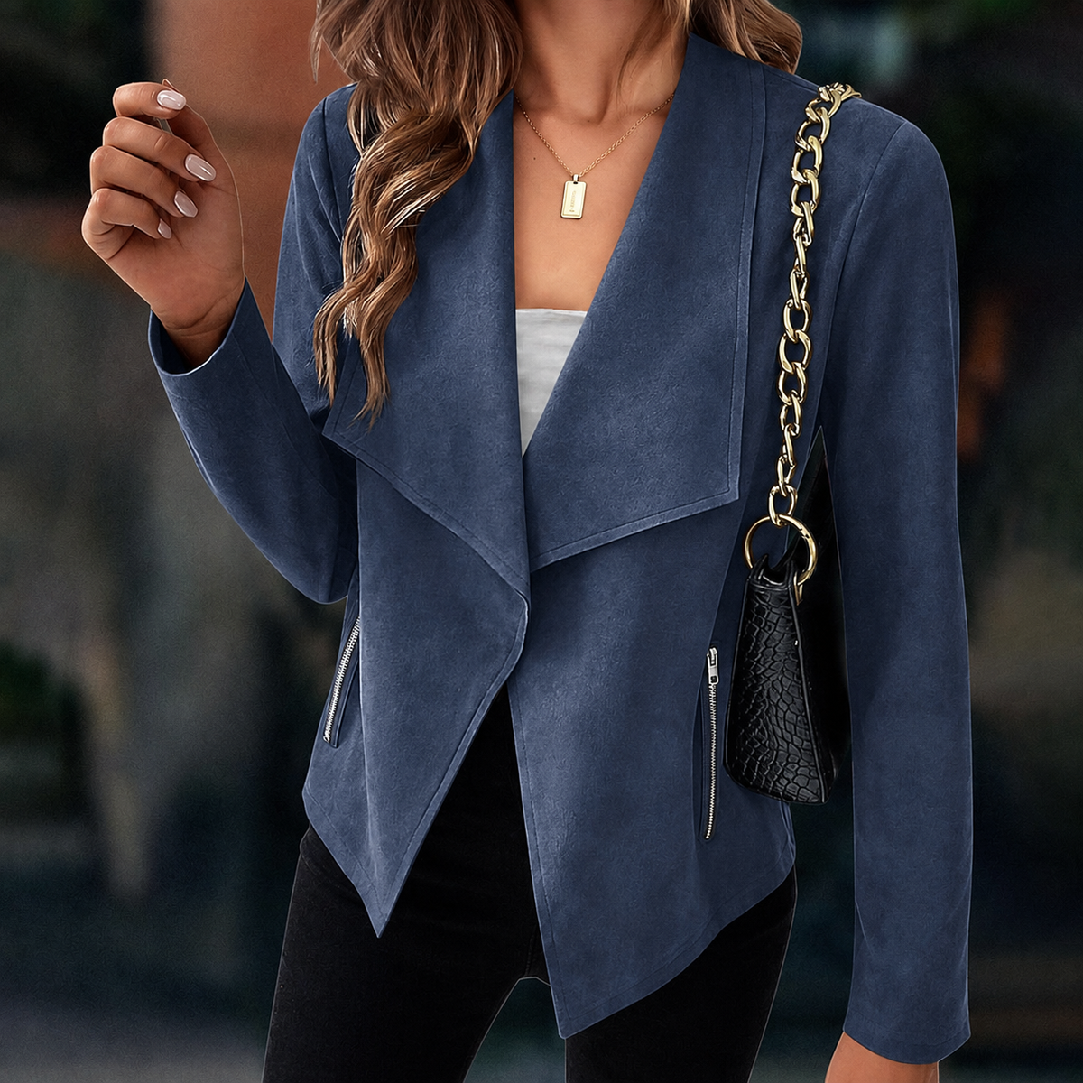 Women's Cropped Suede Casual Jacket