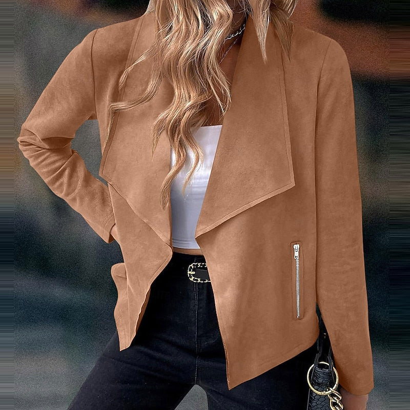Women's Cropped Suede Casual Jacket