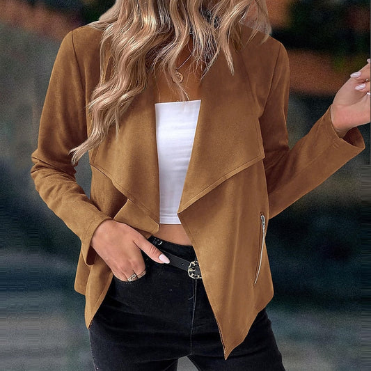 Women's Cropped Suede Casual Jacket