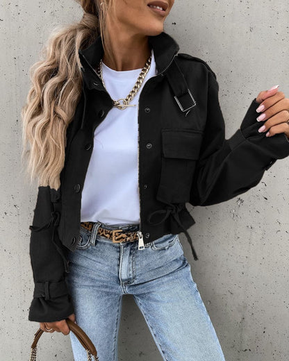Women's Cropped Utility Casual Jacket