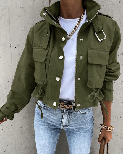 Women's Cropped Utility Casual Jacket