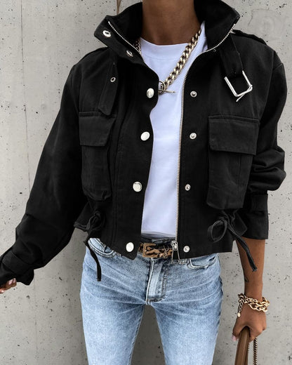 Women's Cropped Utility Casual Jacket