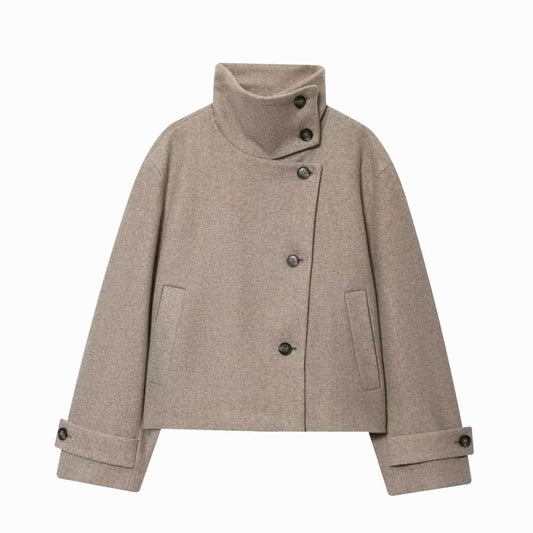 Women's Cropped High Collar Coat
