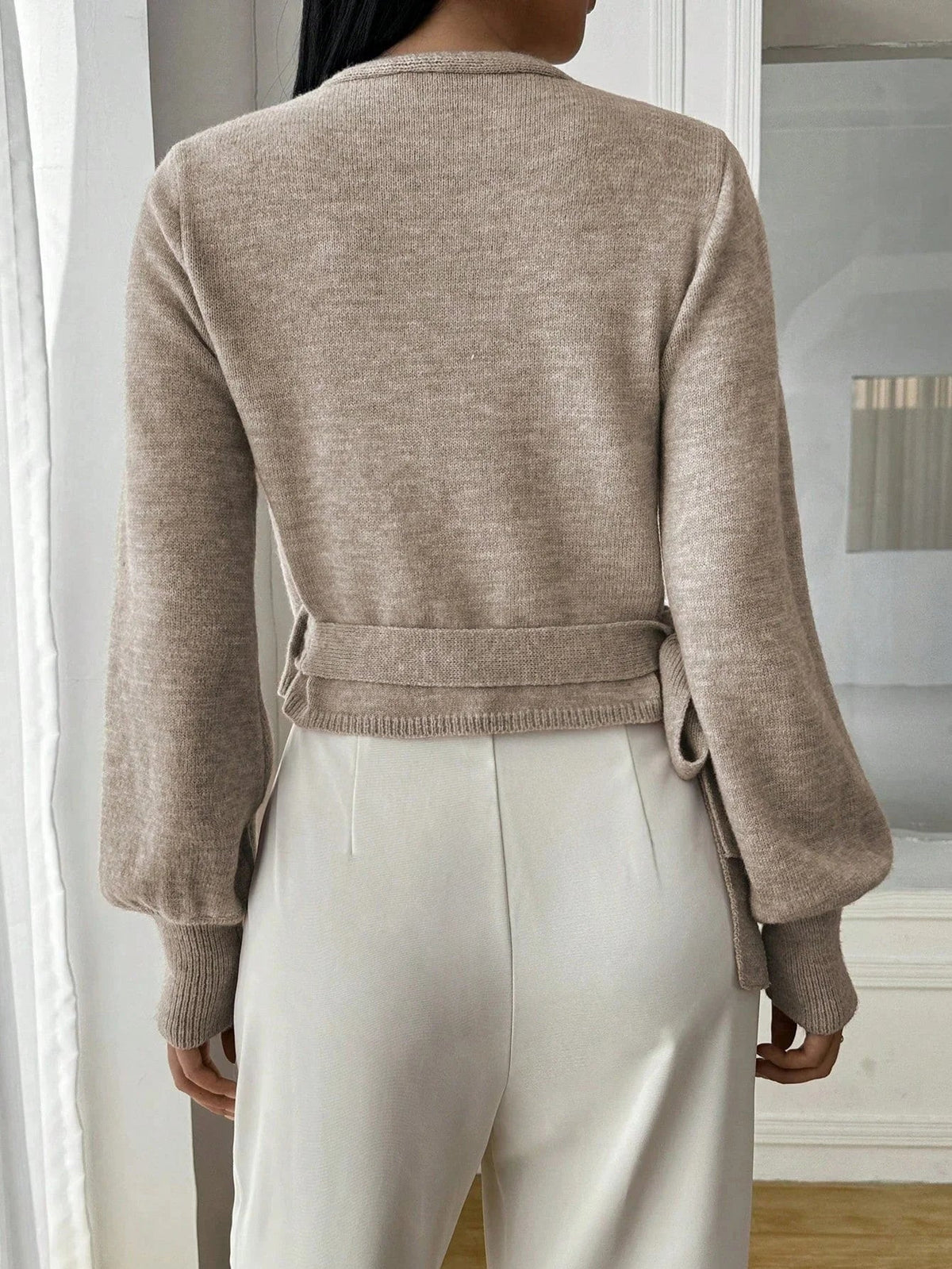 Women's Cropped Wrap Knit Jumper