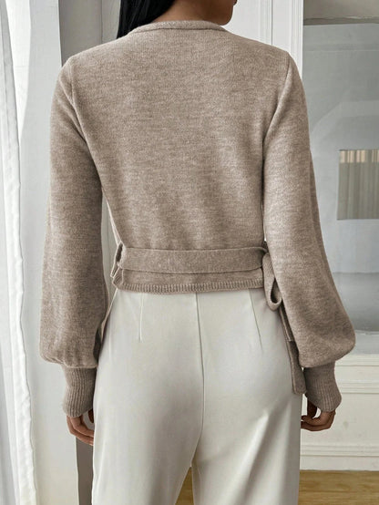 Women's Cropped Wrap Knit Jumper