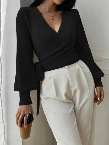 Women's Cropped Wrap Knit Jumper