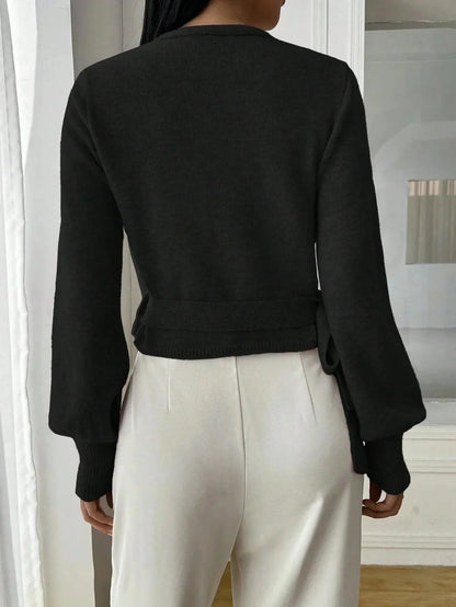 Women's Cropped Wrap Knit Jumper