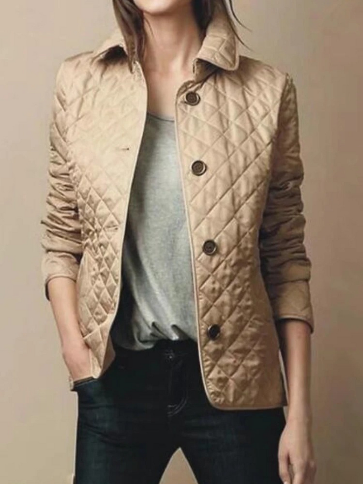 Women's Fitted Diamond Quilted Jacket
