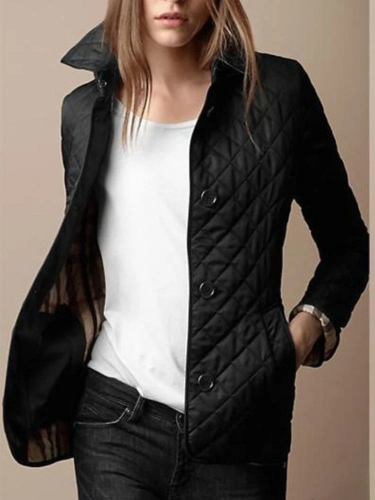 Women's Fitted Diamond Quilted Jacket